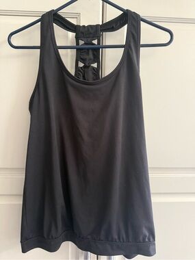 Athleta Black Racerback Tank with Ruched Back Detail